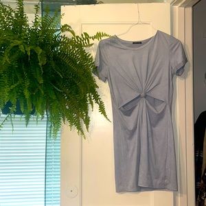 Sweet Claire pastel blue tie front mini dress